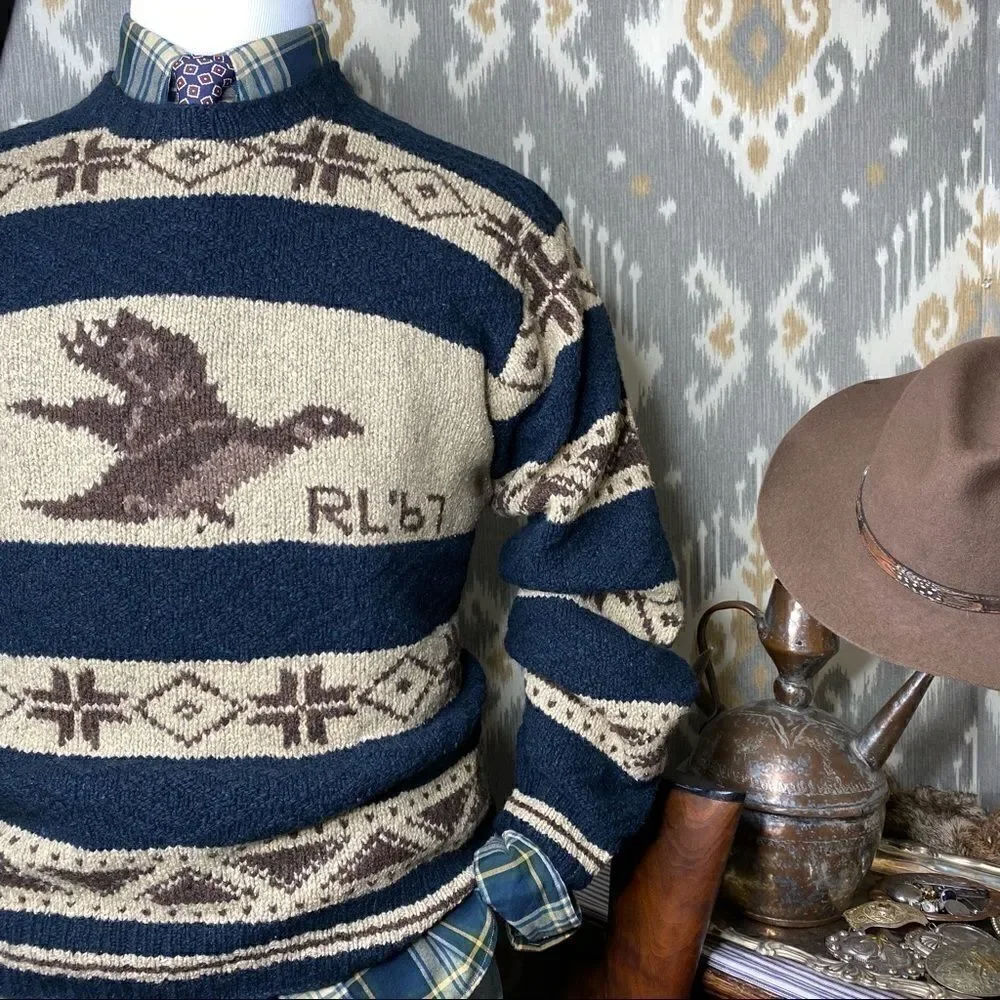 Polo Sport 1999 Vintage RL67  Hand-knit Mallard Duck Sweater